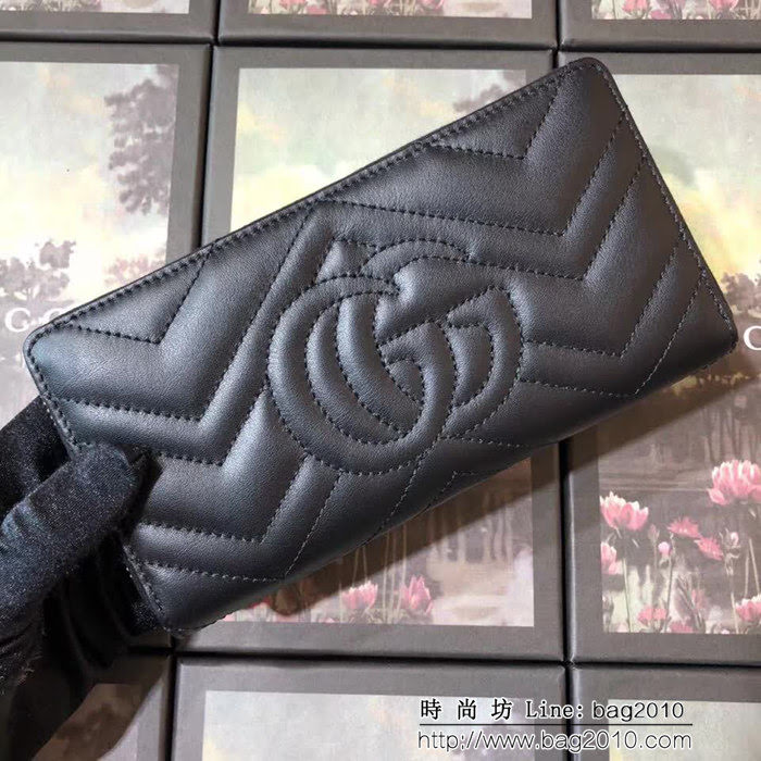 GUCCI古馳 marmont 全拉鏈 人形紋牛皮 長錢包 443123 克全皮 WTG2049